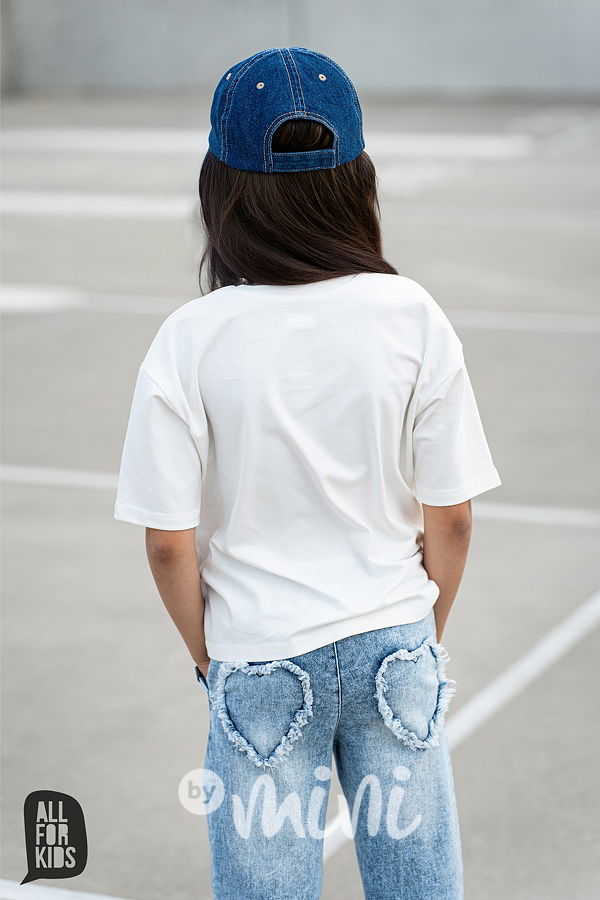 All for kids soft denim volné jeansy HEART