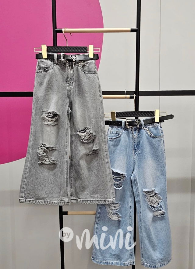 Volné ripped lounge džíny s páskem dark