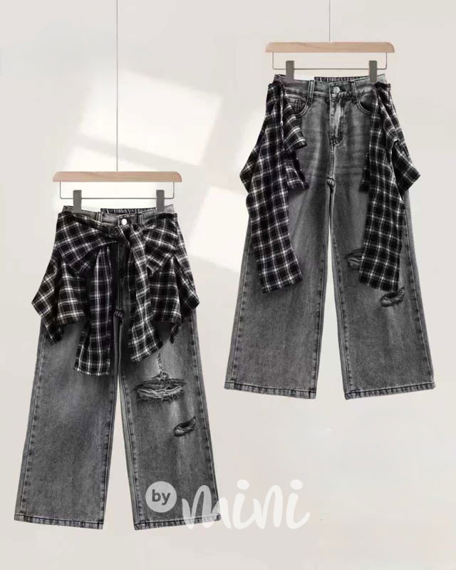 Volné lounge džíny s odnímatelnou košilí