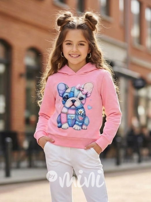 Buldoček hoodie mikina růžová