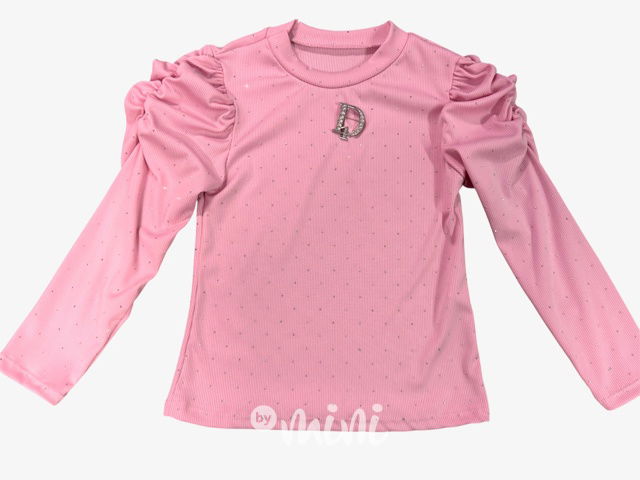 Blůzka posetá kamínky s broží PINK
