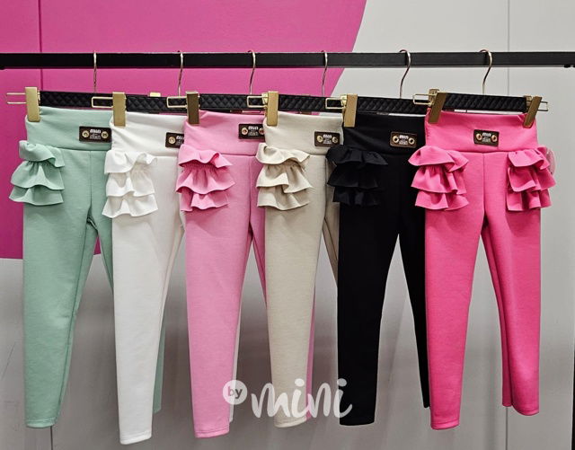 Fashion legínové kalhoty s volánky černé