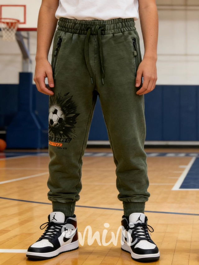 Fotbalové tepláky acid wash khaki