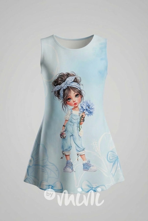 Romantické letní šaty s ilustrací nebeské