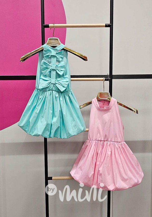 Tyrkys Bella mašličkové šaty