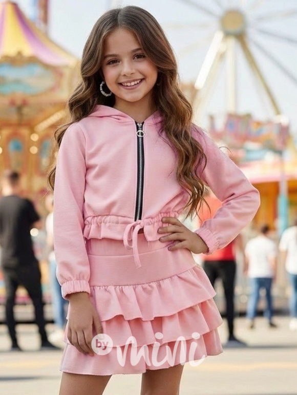 Růžová crop mikina