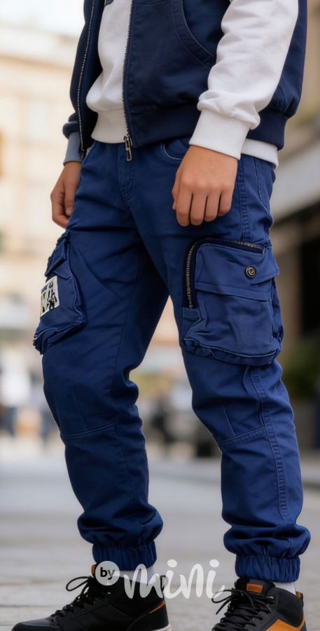 Cargo kalhoty s páskem blue