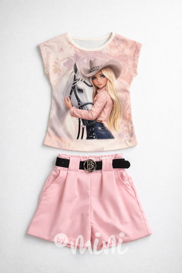 Balloon shorts s páskem pink