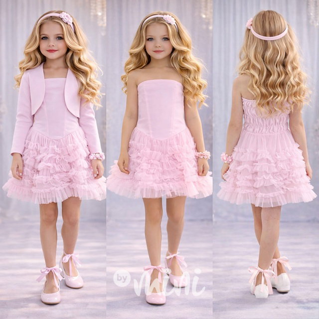 Elegant šaty + bolerko pink