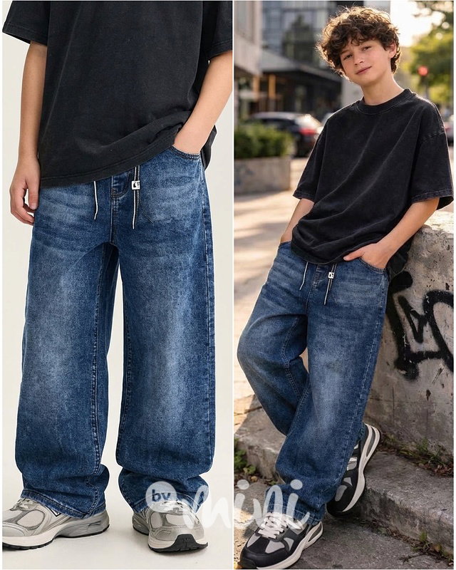 Baggy dark blue jeans