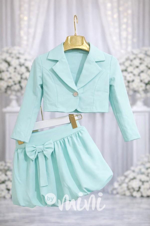Crop sako + sukně s mašličkou mint
