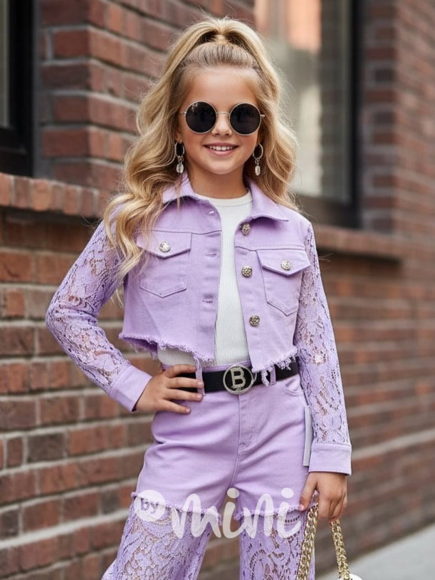 Glam lace denim bunda lila