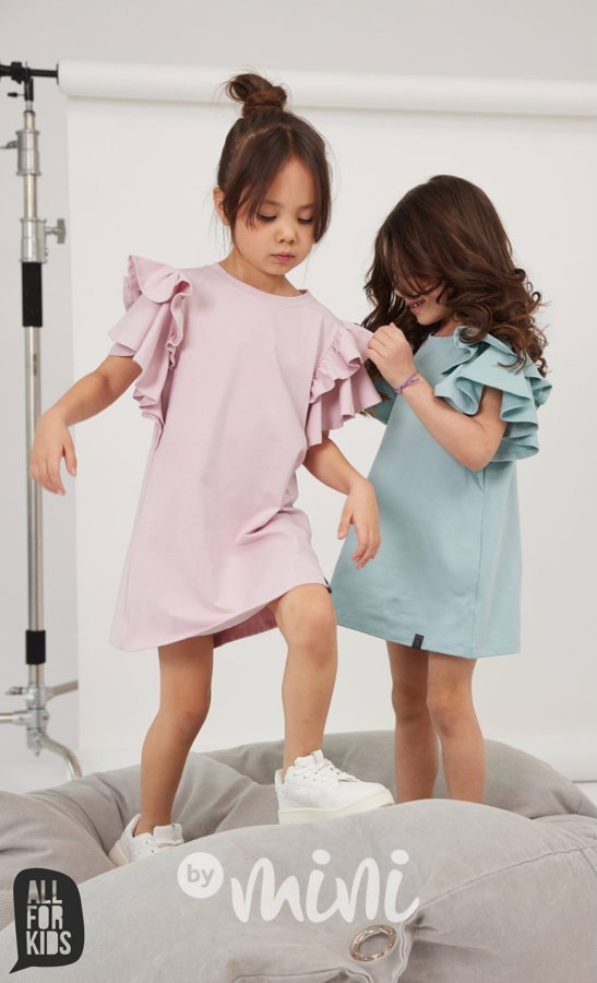 All for kids maxi frill šaty pink