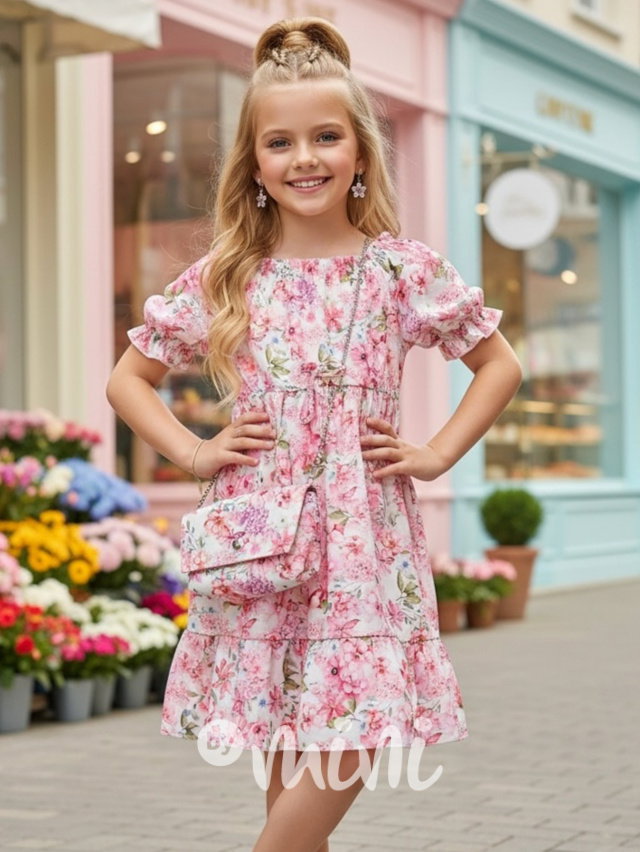 Květované letní šaty s kabelkou