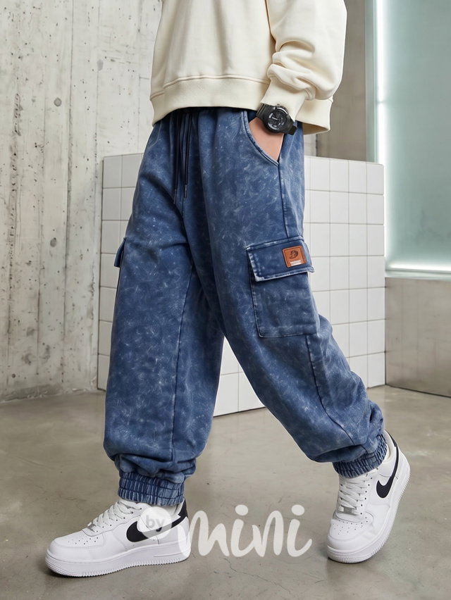 Acid wash blue baggy kapsáče