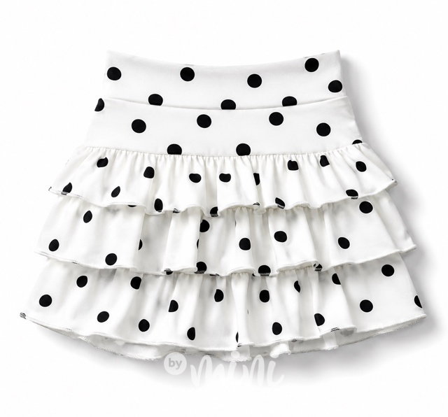 Puntíkatá frill sukýnka white/black