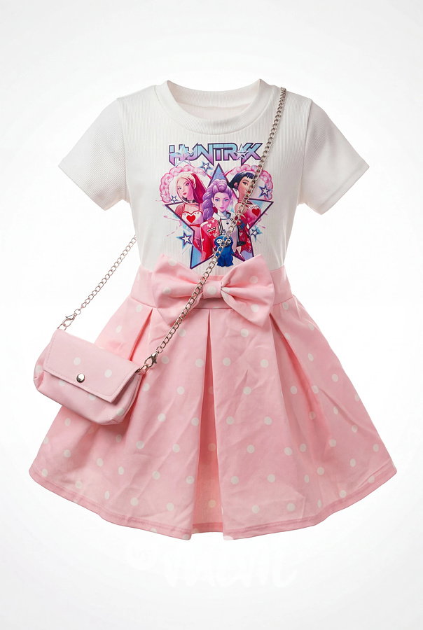 Letní HUNTRIX šaty s kabelkou white/pink