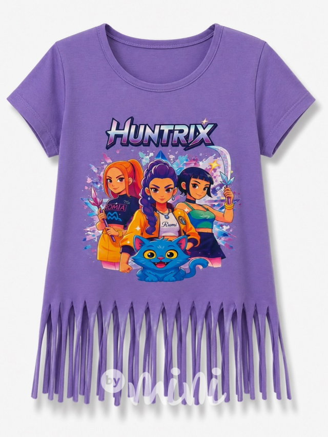 Huntrix triko s třásněmi fialové