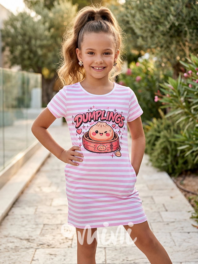 Squishy dumpling tunikové pruhované šaty pink