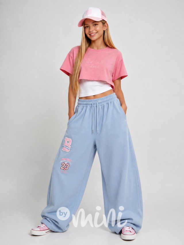 PERFECT maxi volné lounge tepláky baby blue