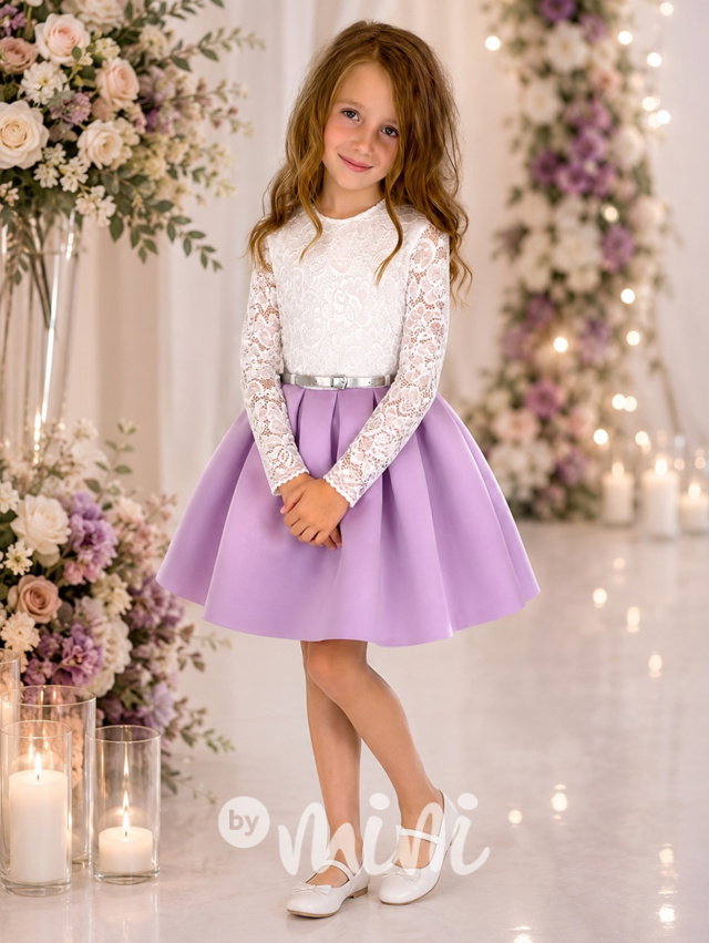 Luxury lila/white dress - slavnostní dívčí šaty