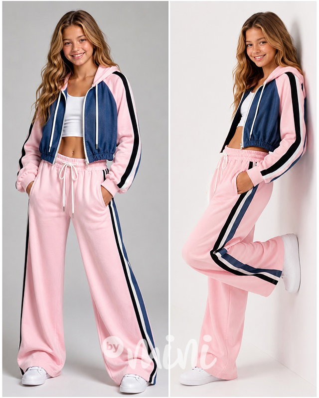 Denim & Velur souprava pink
