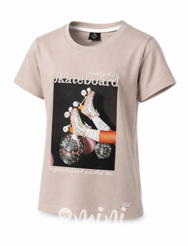 Skateboard teenage PREMIUM triko s kamínky béžové