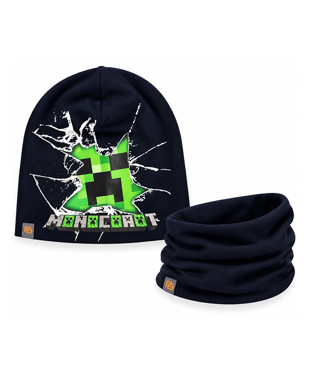 Čepice s nákrčníkem Minecraft tmavě modrá