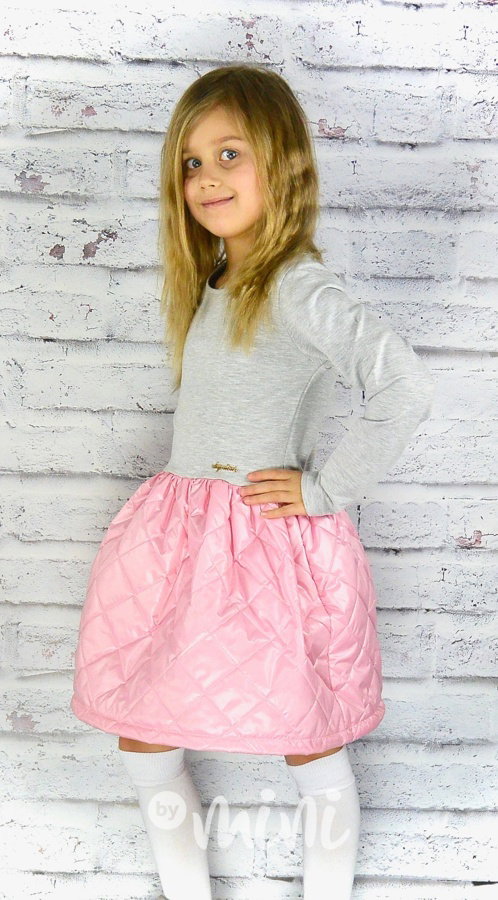 Grey/Pink prošívané šaty