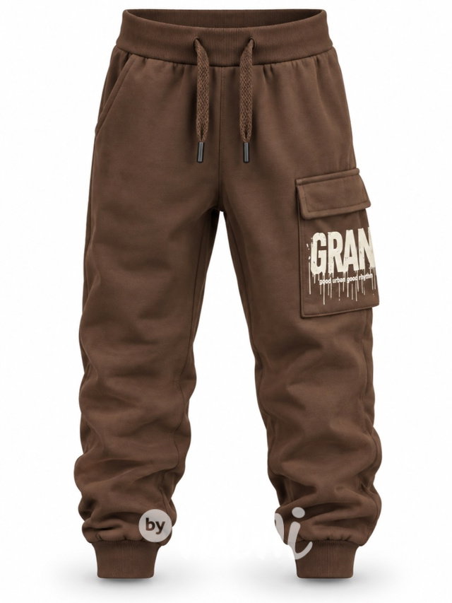 THERMO bavlněné cargo tepláky GRAIN hnědé