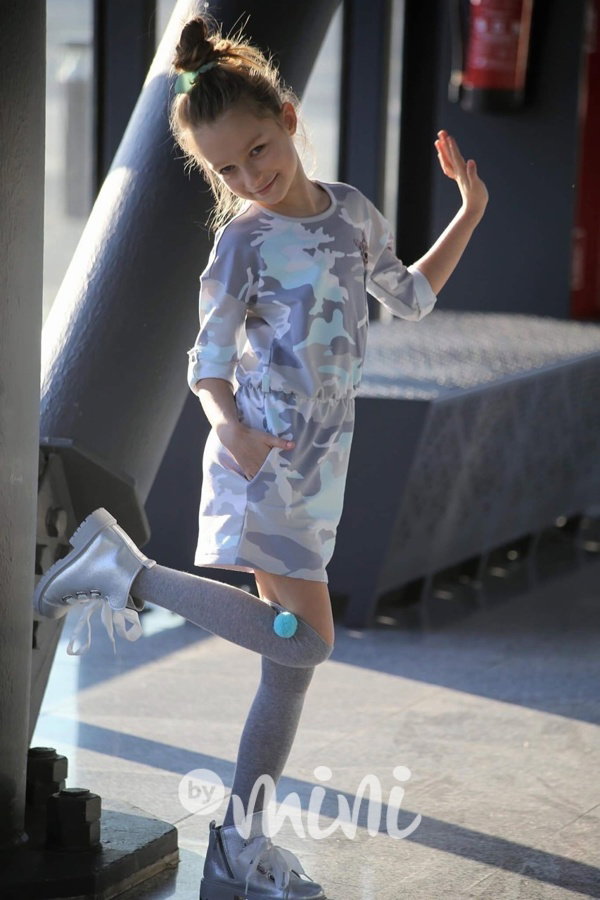 Sky blue army cat dress