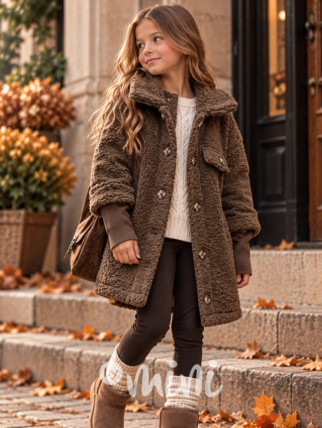 Beránkový fashion kabátek chocolate