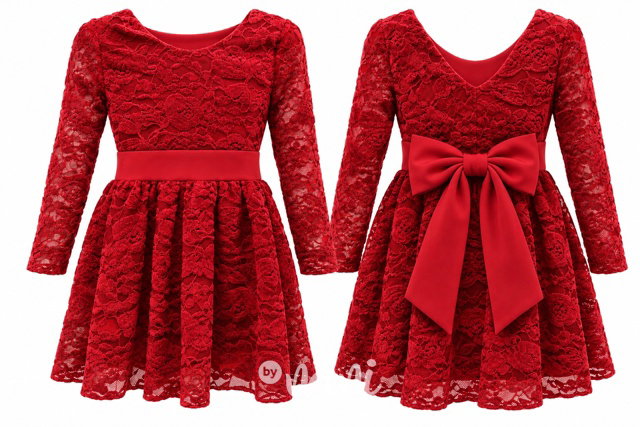 Sváteční šaty Velvet bow červené