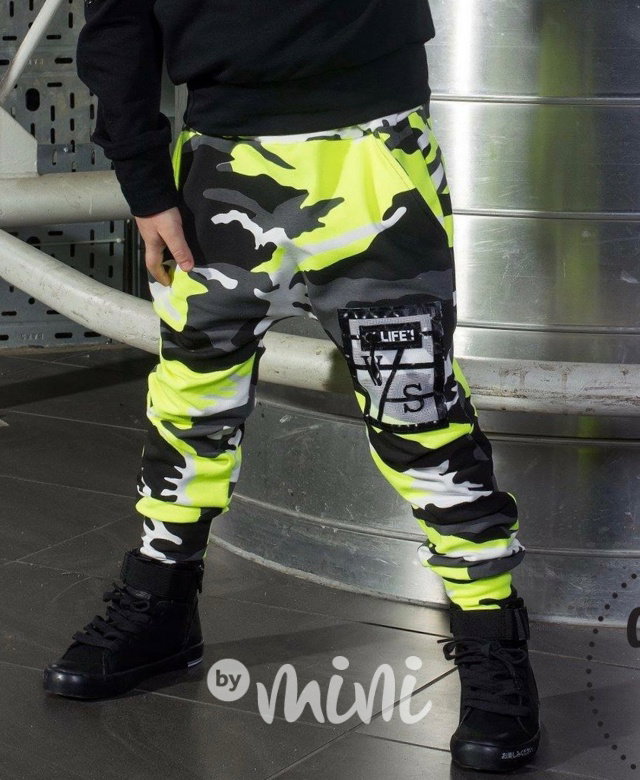 Neon army baggy tepláčky