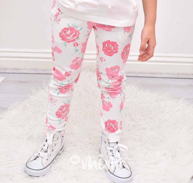 Řasené pink flower kalhoty