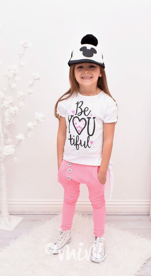 Neon pink basic slim baggy tepláčky