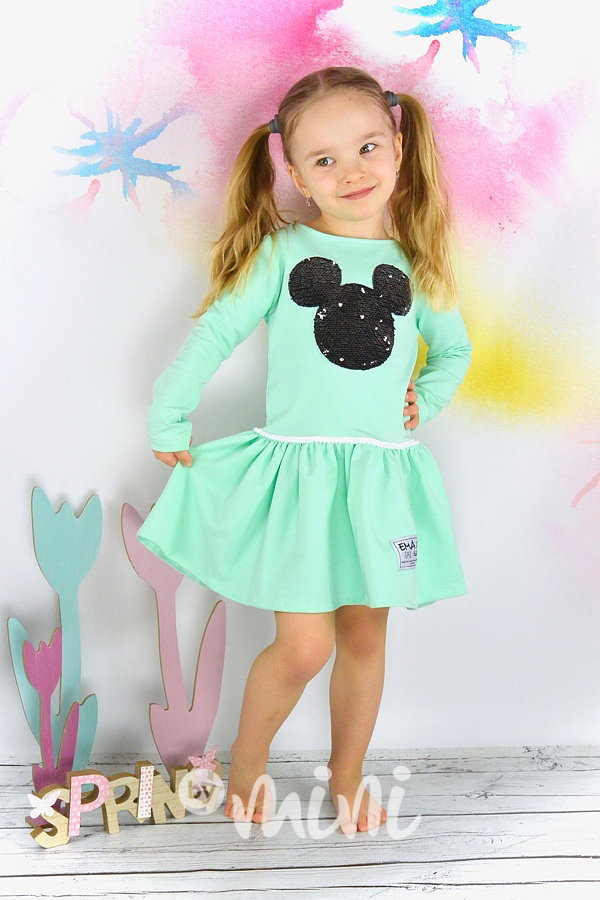 Mickey dress s přetáčecími flitry mint