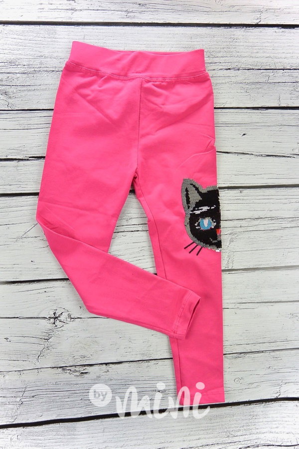 Legíny s přetáčecími flitry pink cat
