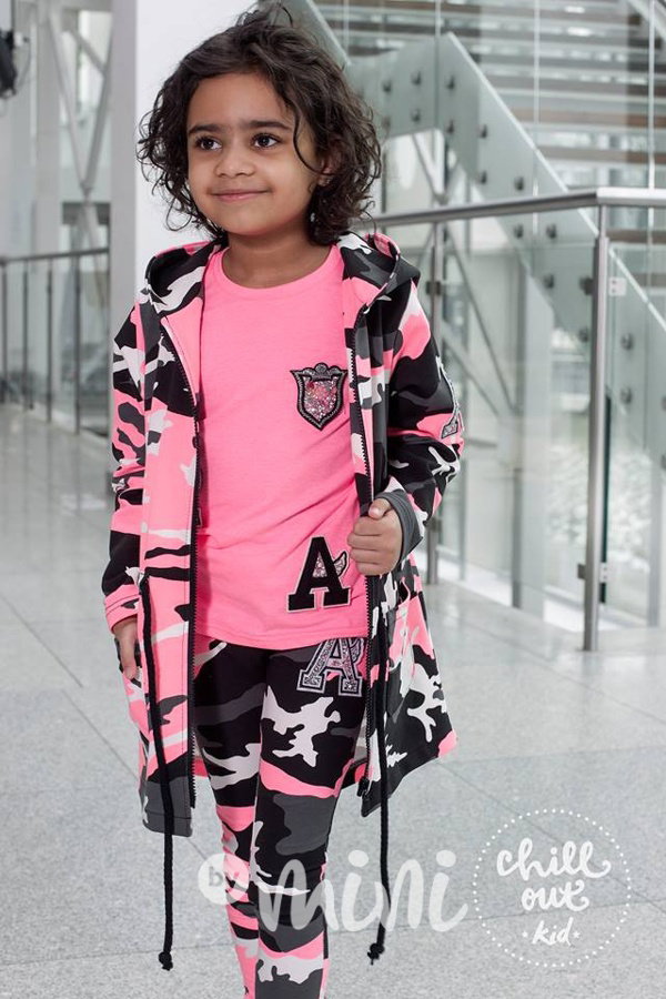 Neon pink army legíny s aplikací