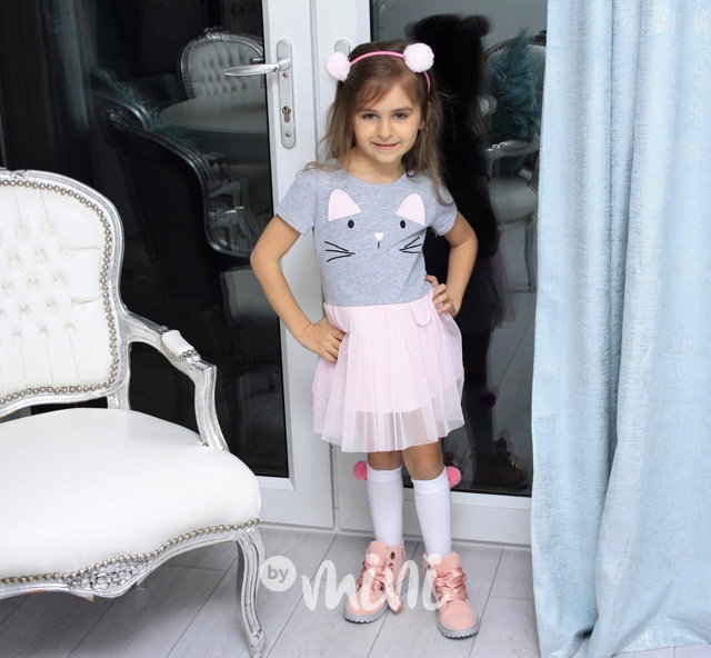 Summer cat dress pink