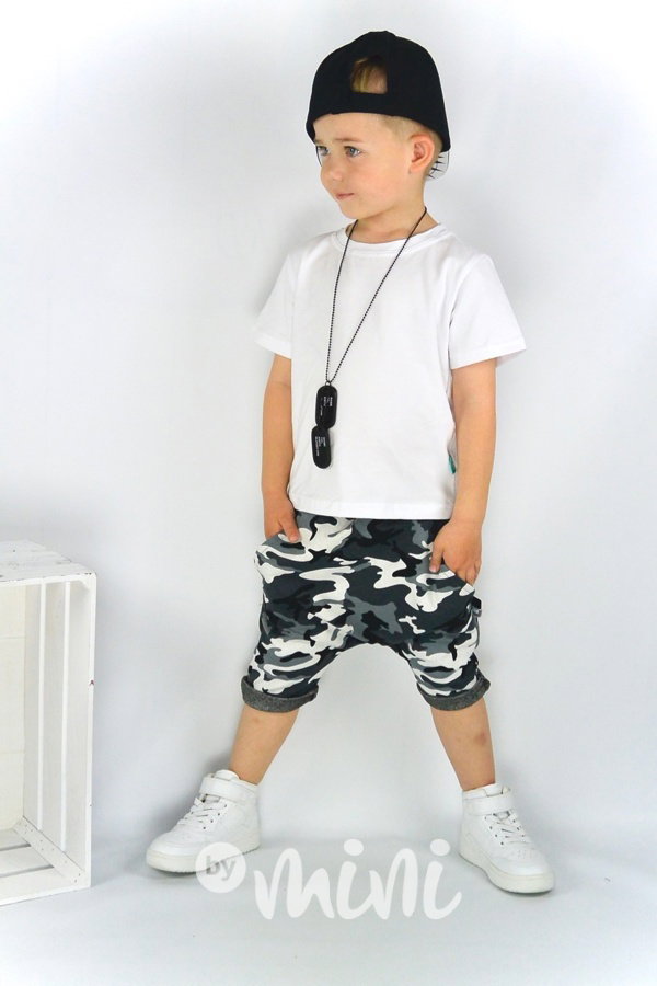 Baggy kraťasy black/white army