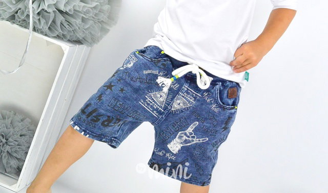 Printed jeans shorts