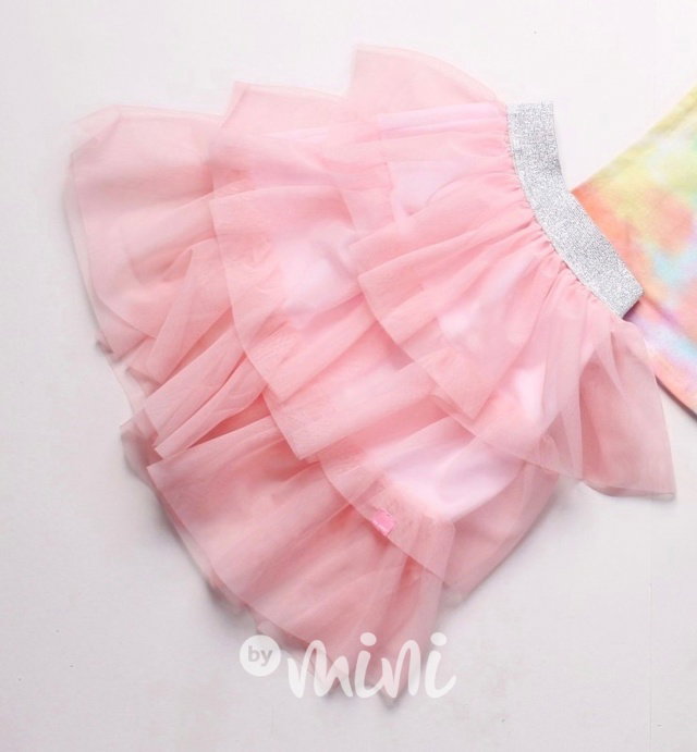 Baby pink MIDI tylová sukýnka