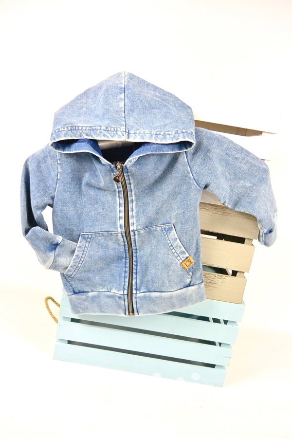 Jeans mikina s kapucí