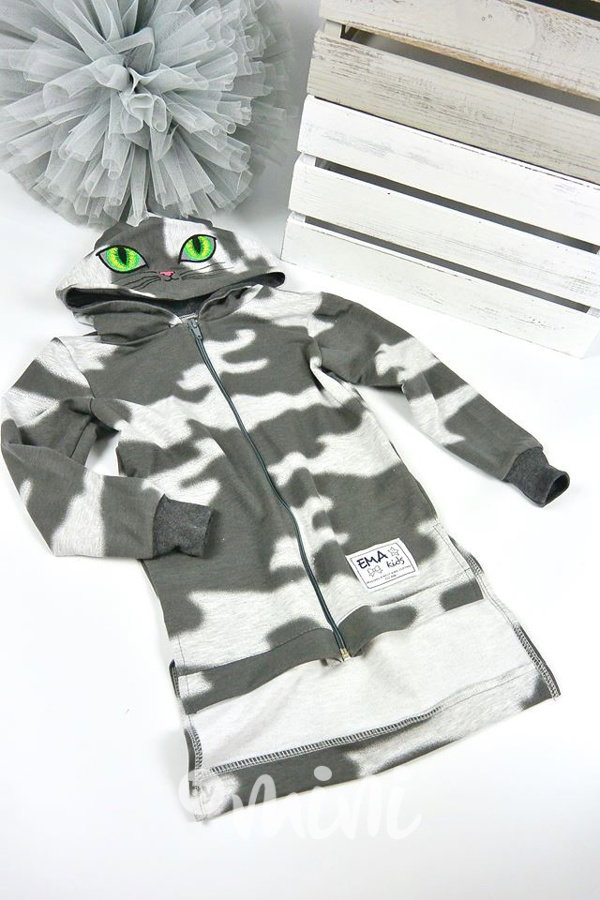Kitty atypická army mikina s kapucí GREY