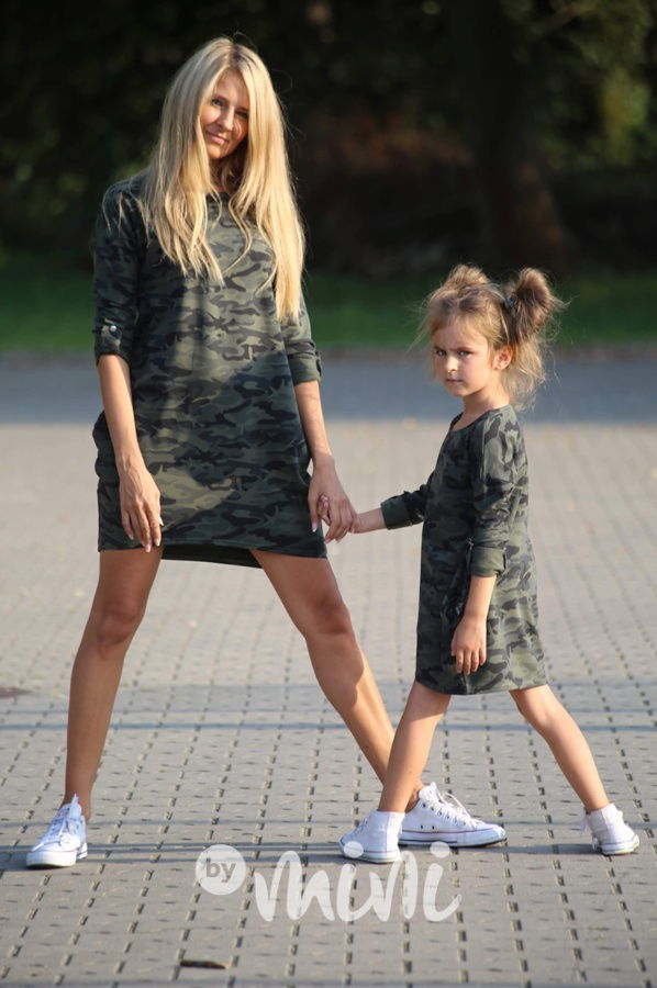 Army sporty šaty - set matka dcera