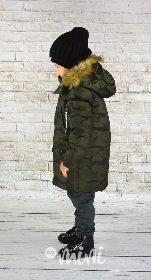 Chlapecký zimní kabát army maskáč