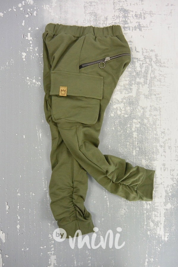 Khaki baggy kapsáče zip