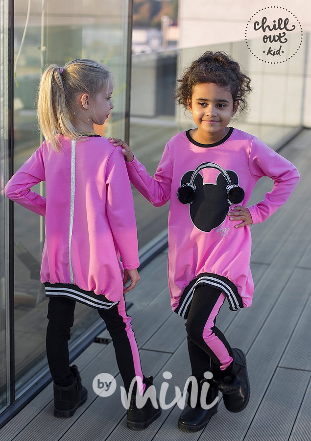 Black/Pink stretch legíny