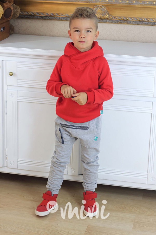 Šedé vyteplené baggy tepláčky se zipem